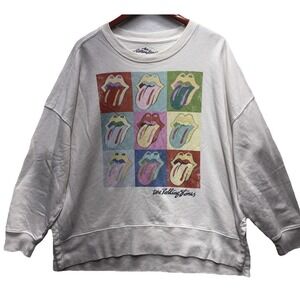 The Rolling Stones Womens Sweatshirt Size XL White Crew Neck Long Sleeve